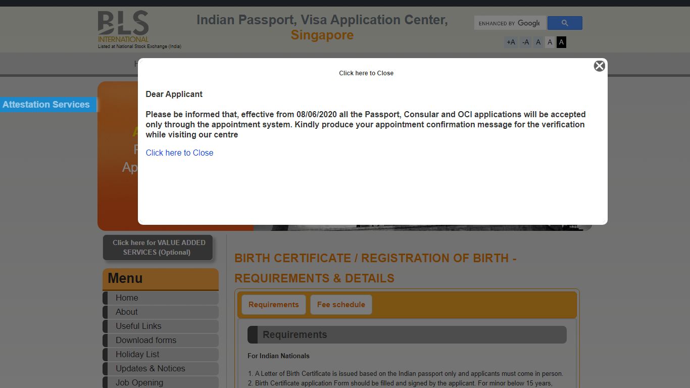 Birth certificate / registration of birth - requirements & details